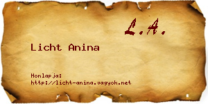 Licht Anina névjegykártya